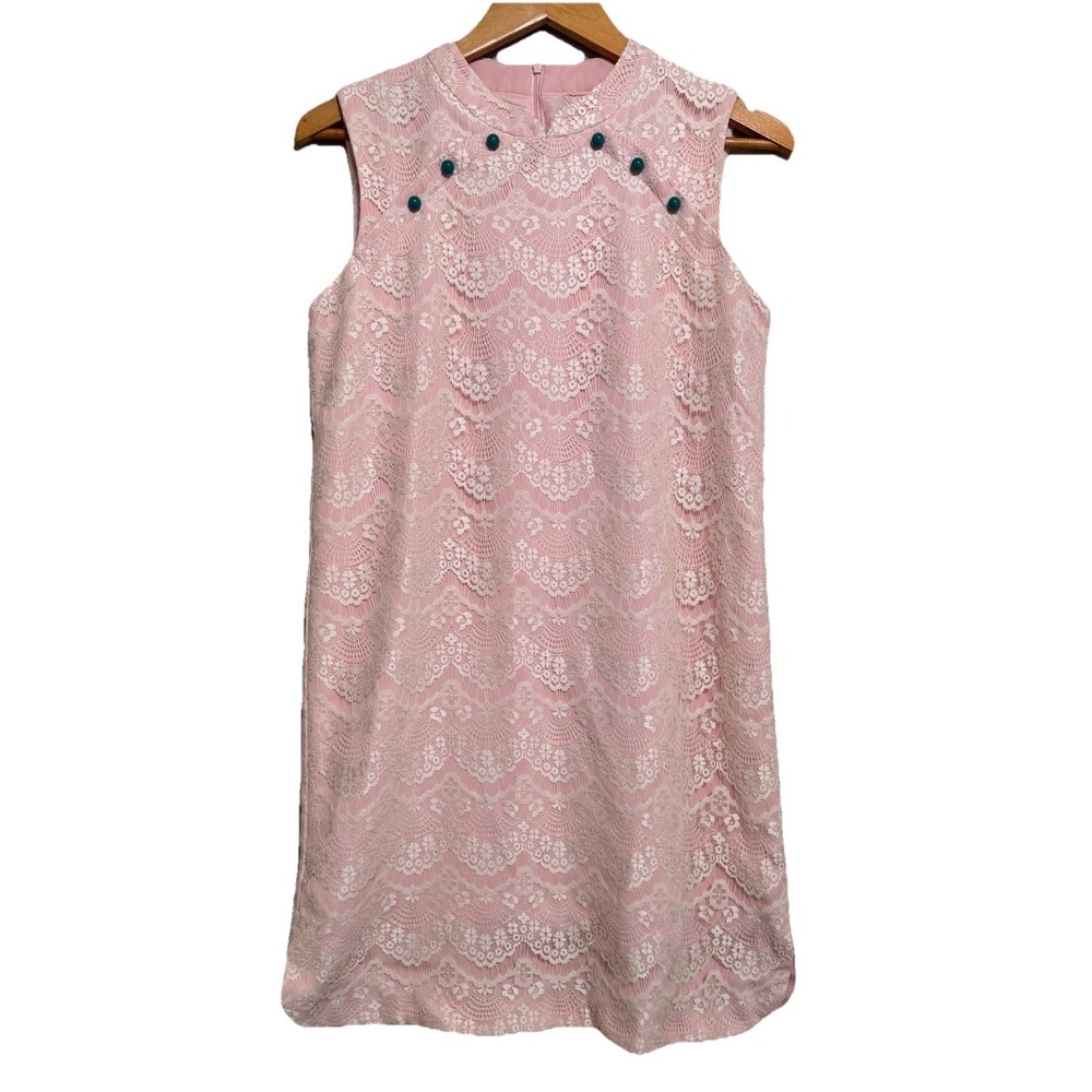 Minimal Gold Women's‎ Pink Dress S-M Lace Overlay Romantic Punk Cottagecore READ